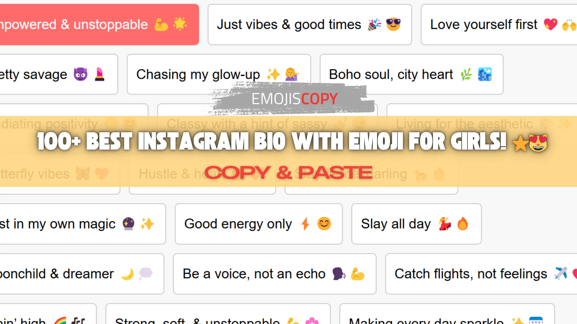 banner of post cute instagram bio with emojis for girls